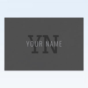 Modern Dark Grey Monogrammed Name (or other text) Food Label