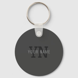 Modern Dark Grey Monogrammed Name (or other text) Keychain