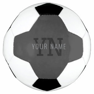 Modern Dark Grey Monogrammed Name (or other text) Soccer Ball