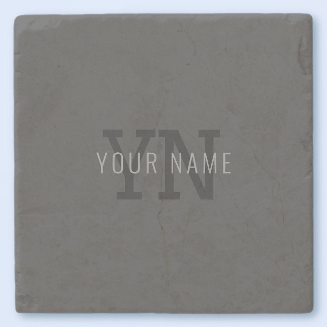 Modern Dark Grey Monogrammed Name (or other text) Stone Coaster (Creator Uploaded)