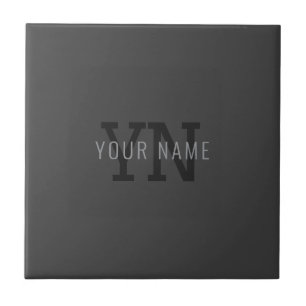Modern Dark Grey Monogrammed Name (or other text) Tile