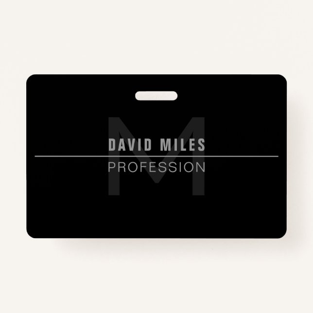 Modern Dark Grey Professional Name  Badge (Front)