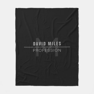 Modern Dark Grey Professional Name Fleece Blanket