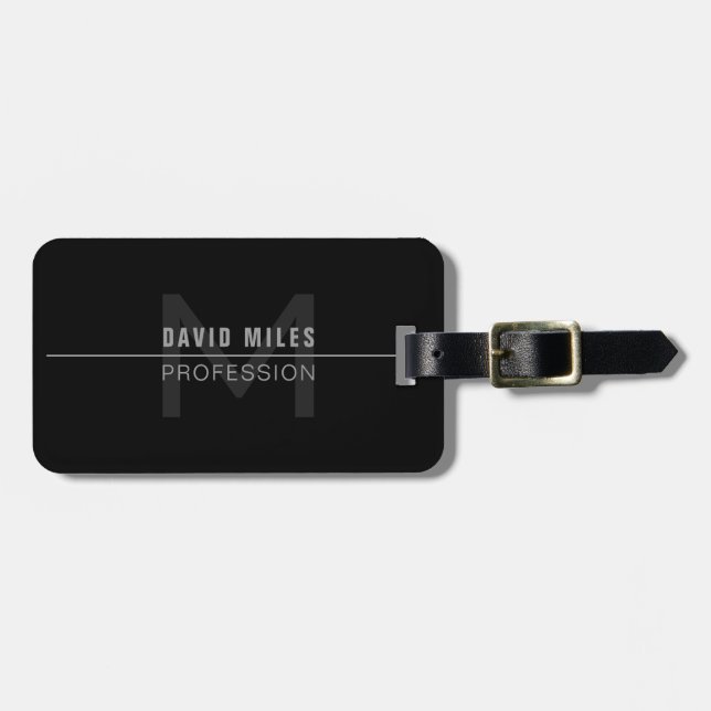 Modern Dark Grey Professional Name  Luggage Tag (Front Horizontal)