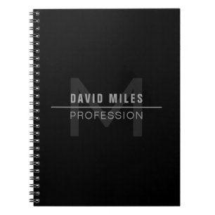 Modern Dark Grey Professional Name Notebook