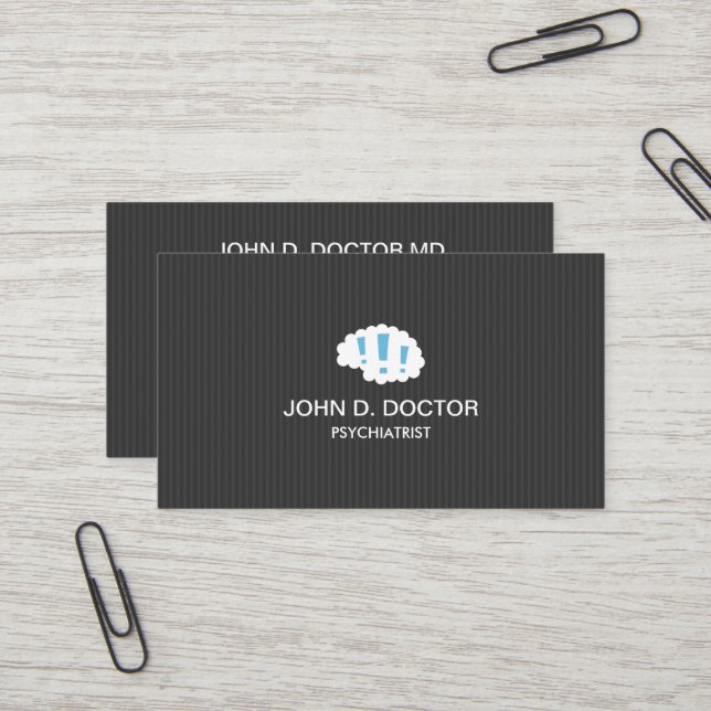 Modern dark grey professional psychiatrist business card (Front/Back In Situ)