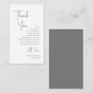 Modern Dark Grey Script, Wedding Thank you Enclosure Card