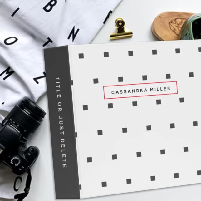 Modern Dark Grey Square Half Brick Pattern White Binder (Creator Uploaded)