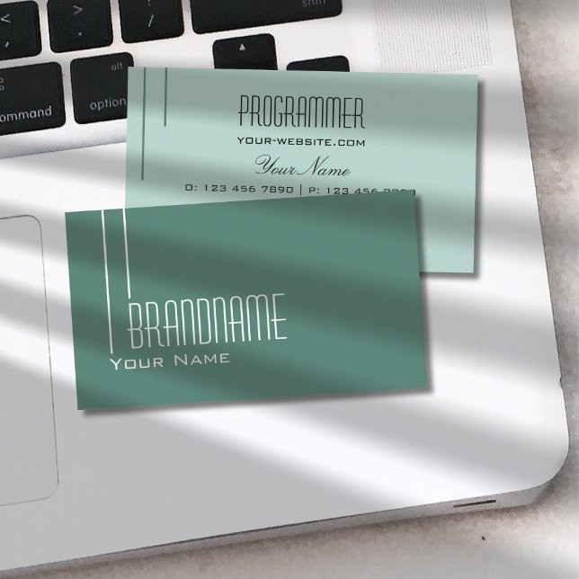 Modern Dark Light Teal Simple and Professional Business Card (Creator Uploaded)