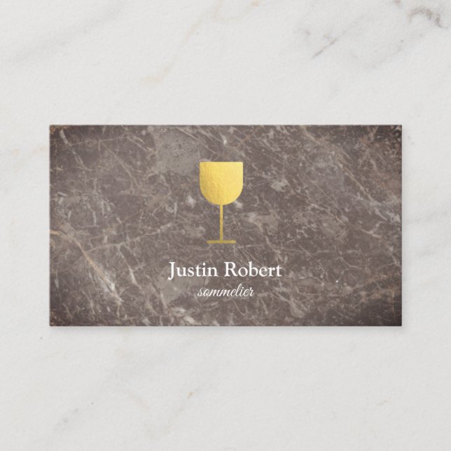 Modern Dark Marble Wine Bartender Sommelier Busine Business Card (Front)