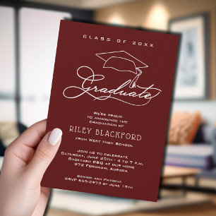 Modern Dark Maroon Graduation Announcement