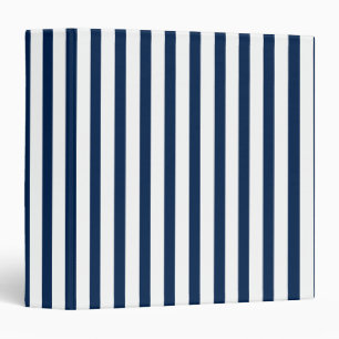 Modern dark navy blue and white vertical stripes  binder
