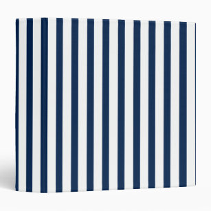 Modern dark navy blue and white vertical stripes  binder