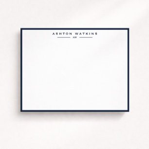 Modern Dark Navy Border Note Card