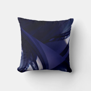 Modern Dark Night Blue Futuristic Abstract Throw Pillow