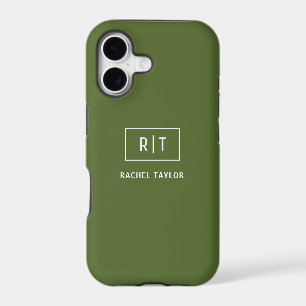 Modern Dark Olive Green Monogram