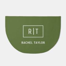 Modern Dark Olive Green Monogram
