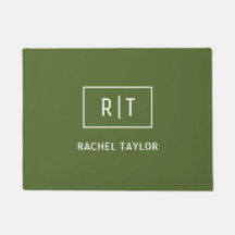 Modern Dark Olive Green Monogram