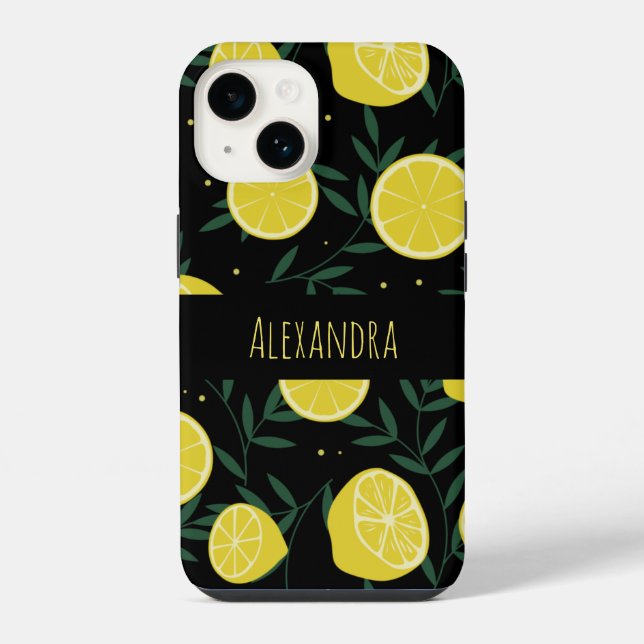 Modern Dark Personalized Fruit Summer Pattern iPhone Case (Back)