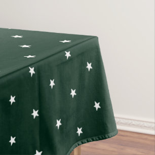 Modern dark pie green white stars pattern holiday  tablecloth