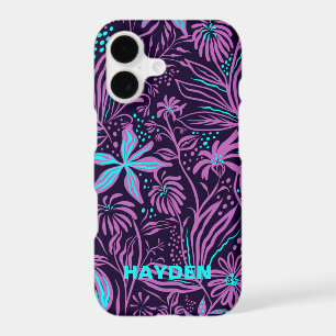 Modern Dark Purple Floral Pattern Personalised