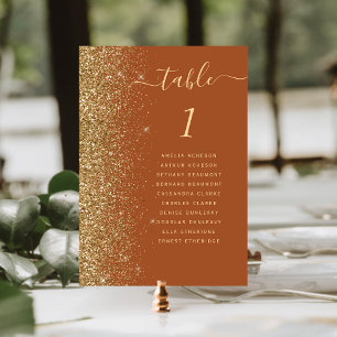 Modern Dark Purple Gold Glitter Wedding Table Number