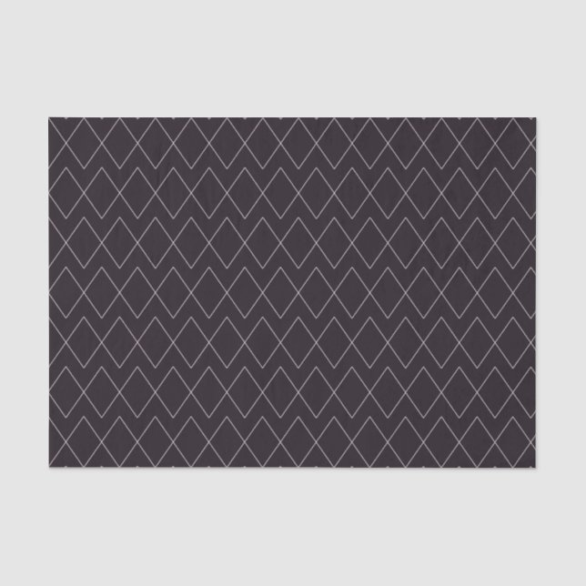 Modern Dark Purple & Grey Diamond Pattern Tissue Paper (Front)