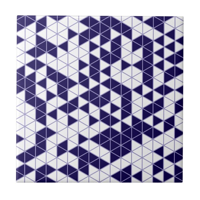 Modern Dark Purple Lavender Geometric Triangles Tile (Front)