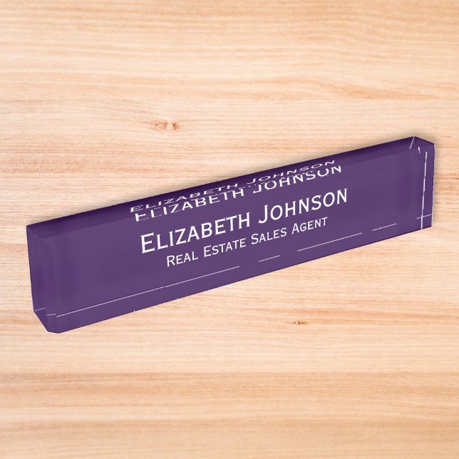 Modern Dark Purple Professional Business Executive Nameplate (Modern Dark Purple Professional Business Executive Desk Name Plate)
