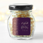 Modern Dark Purple Rose Gold Glitter Wedding Square Sticker<br><div class="desc">This elegant modern wedding sticker features a faux rose gold glitter design on the left edge. Easily customize the rose coloured text on a dark purple background,  with the names of the bride and groom in handwriting calligraphy over a large ampersand.</div>