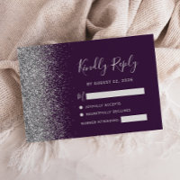Modern Dark Purple Silver Faux Glitter Edge