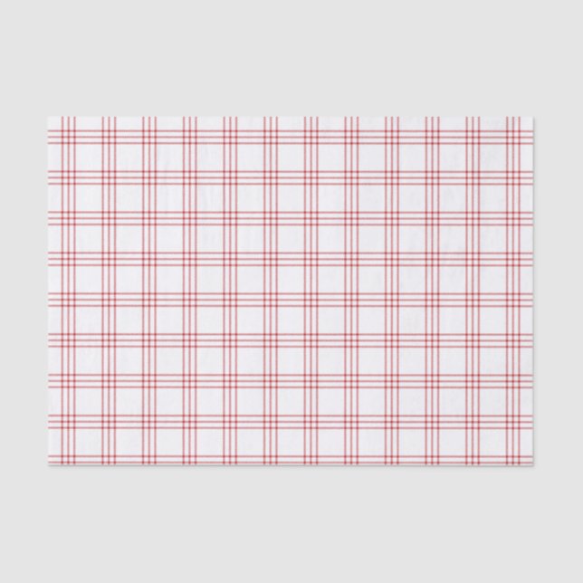 Modern Dark Red and White Plaid Tissue Paper (Front)