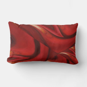 Modern Dark Red Brow Abstract Lumbar Pillow