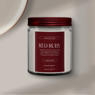 Modern Dark Red Candle Label