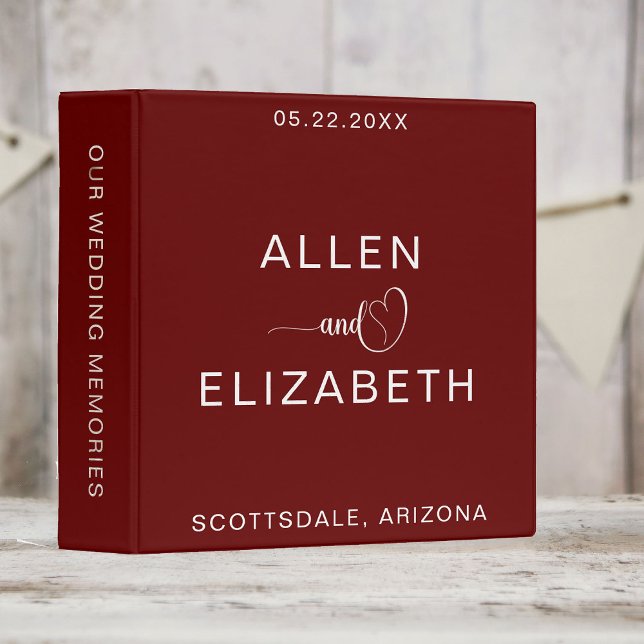 Modern Dark Red Customized Bride and Groom Binder (Creator Uploaded)
