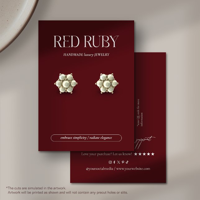 Modern Dark Red Earring Display Card (Créateur téléchargé)