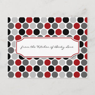 Modern Dark Red Grey Black Circles Recipe Cards