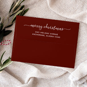 Modern Dark Red   Merry Christmas Envelope
