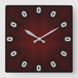 Modern dark red square wall clock