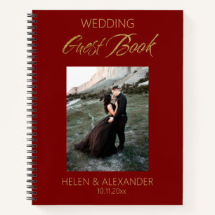 Modern Dark Red Wedding Guest Book