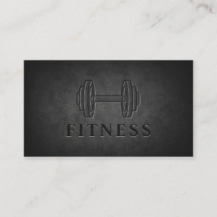 Modern Dark Rock Dumbbell Personal Trainer Fitness Business Card