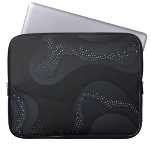 Modern Dark-Silver Halftone Pattern Laptop Sleeve