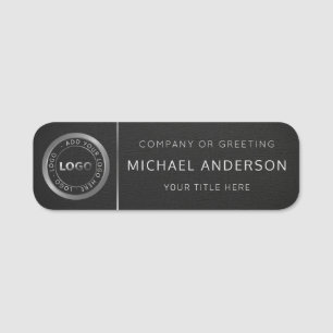 Modern Dark & Silver Logo Professional Employee Name Tag