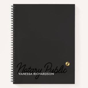Modern Dark Sleek Notary Black Gray Gold Simple  Notebook