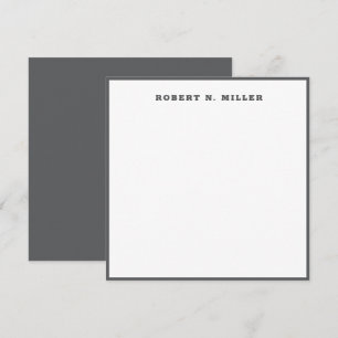  Modern Dark Steel Grey Border Monogram Card