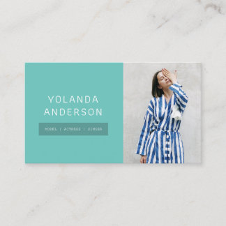 Modern dark teal fashion stylist actor model photo business card