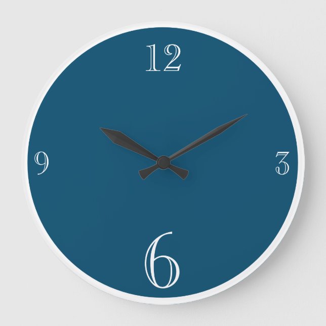 Modern Dark Teal Solid colour Basic minimalist  Large Clock (Front)