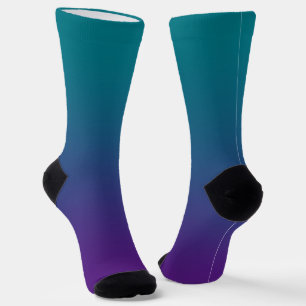Modern Dark Turquoise Royal Purple Gradient Socks