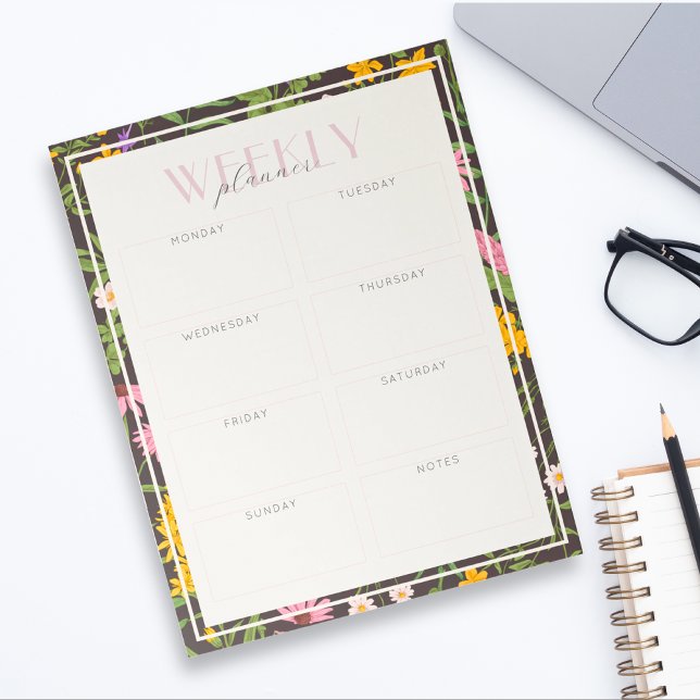Modern Dark Wildflower  Tearaway Weekly Planner  Notepad (Creator Uploaded)