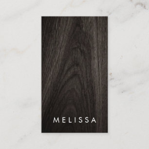 Modern dark wood minimalist professional vertical business card